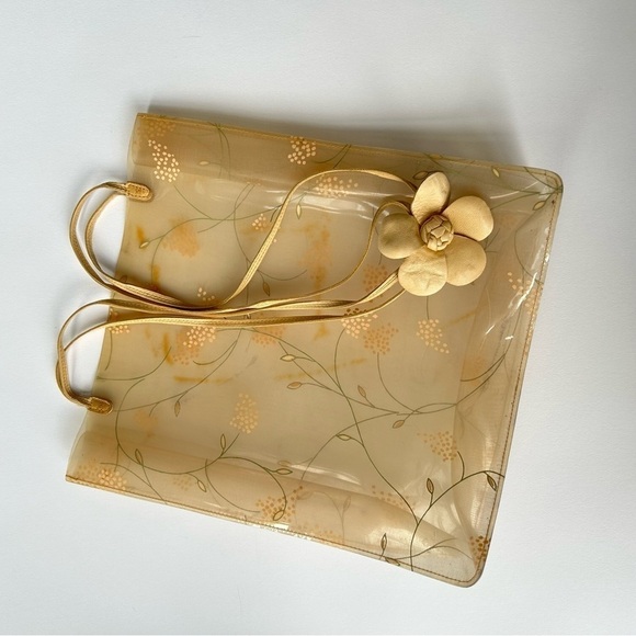 CHANEL VINTAGE CLEAR PVC FLORAL TOTE BAG - Picture 9 of 15